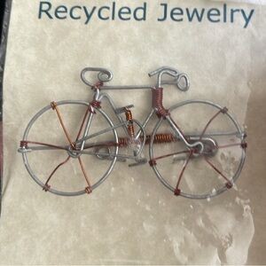 Fair Trade Recycled Jewelry BIKE Brooch.  MA